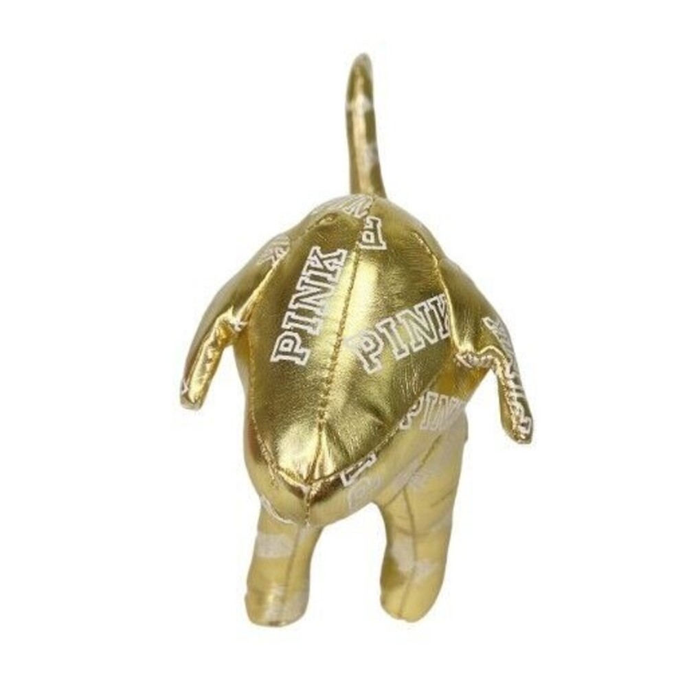 Victoria's Secret Pink VS 8" Plush Metallic Gold Dog  Stuffed Animal Figure 2014